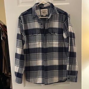 American Eagle Blue and White Flannel Men's Shirt